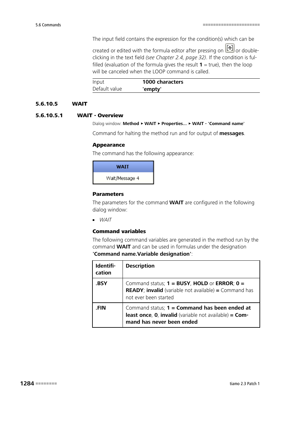 5 wait, 1 wait - overview, Wait | Metrohm tiamo 2.3 Patch 1 User Manual | Page 1300 / 1702