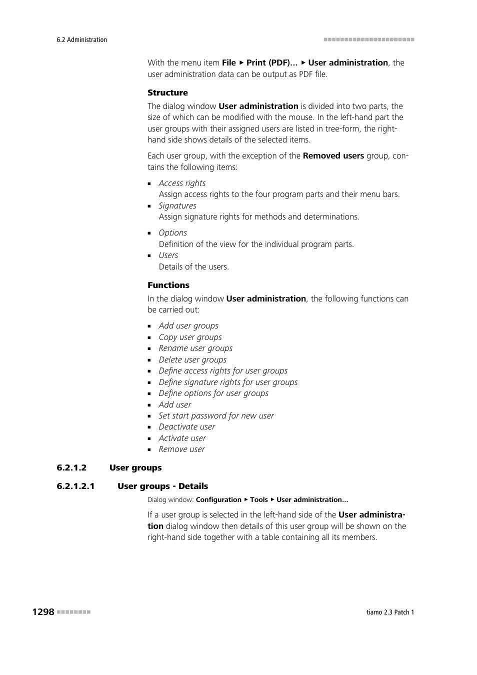 2 user groups, 1 user groups - details | Metrohm tiamo 2.3 Patch 1 User Manual | Page 1314 / 1702