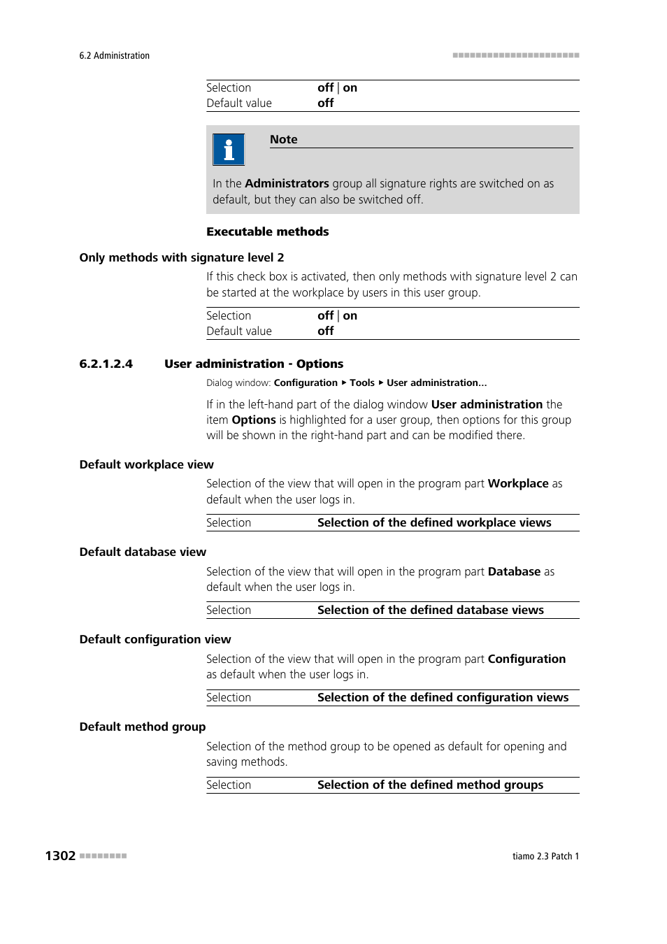 4 user administration - options, Options, Define options for user groups | Metrohm tiamo 2.3 Patch 1 User Manual | Page 1318 / 1702