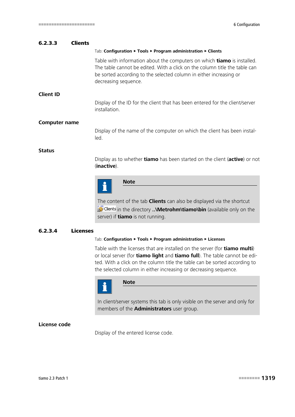 3 clients, 4 licenses, Clients | Licenses | Metrohm tiamo 2.3 Patch 1 User Manual | Page 1335 / 1702