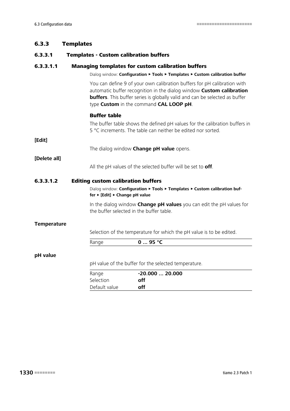 3 templates, 1 templates - custom calibration buffers, 2 editing custom calibration buffers | Templates 0, Custom calibration buffers | Metrohm tiamo 2.3 Patch 1 User Manual | Page 1346 / 1702