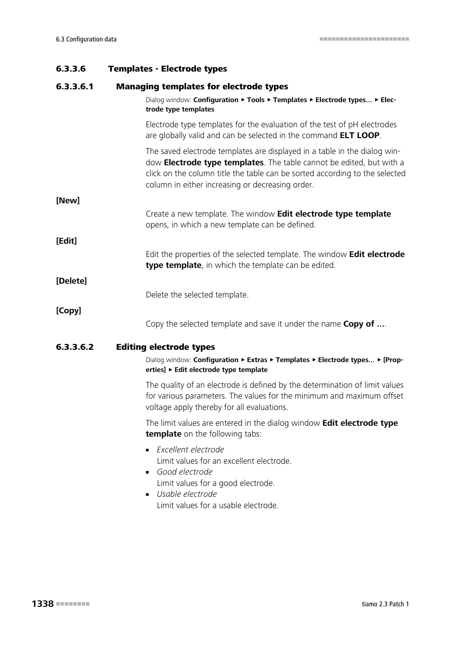 6 templates - electrode types, 1 managing templates for electrode types, 2 editing electrode types | Metrohm tiamo 2.3 Patch 1 User Manual | Page 1354 / 1702