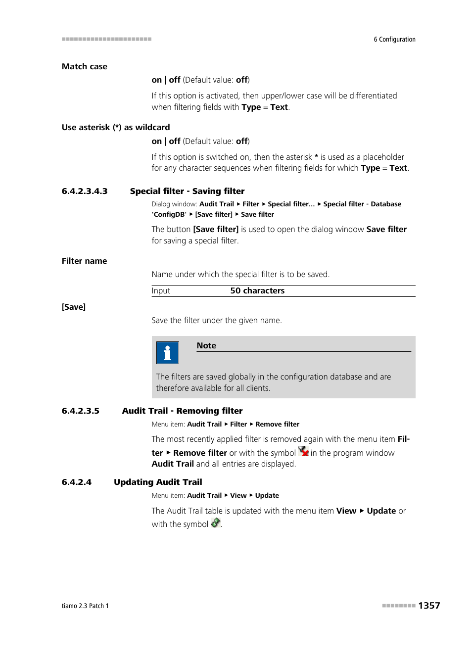3 special filter - saving filter, 5 audit trail - removing filter, 4 updating audit trail | Update audit trail, Remove filter | Metrohm tiamo 2.3 Patch 1 User Manual | Page 1373 / 1702