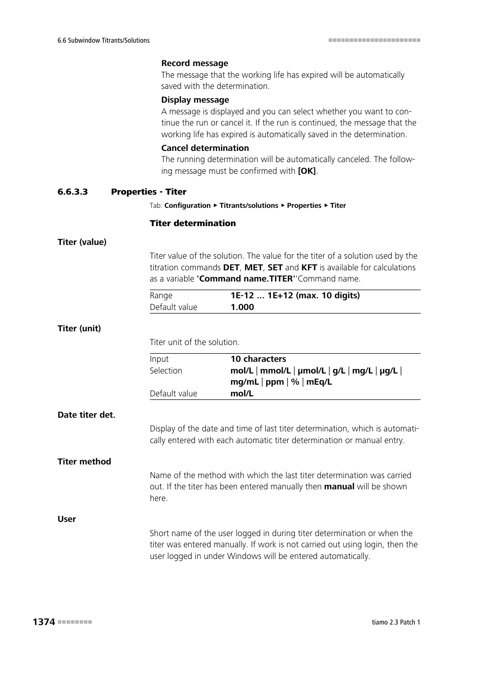 3 properties - titer, Titer | Metrohm tiamo 2.3 Patch 1 User Manual | Page 1390 / 1702