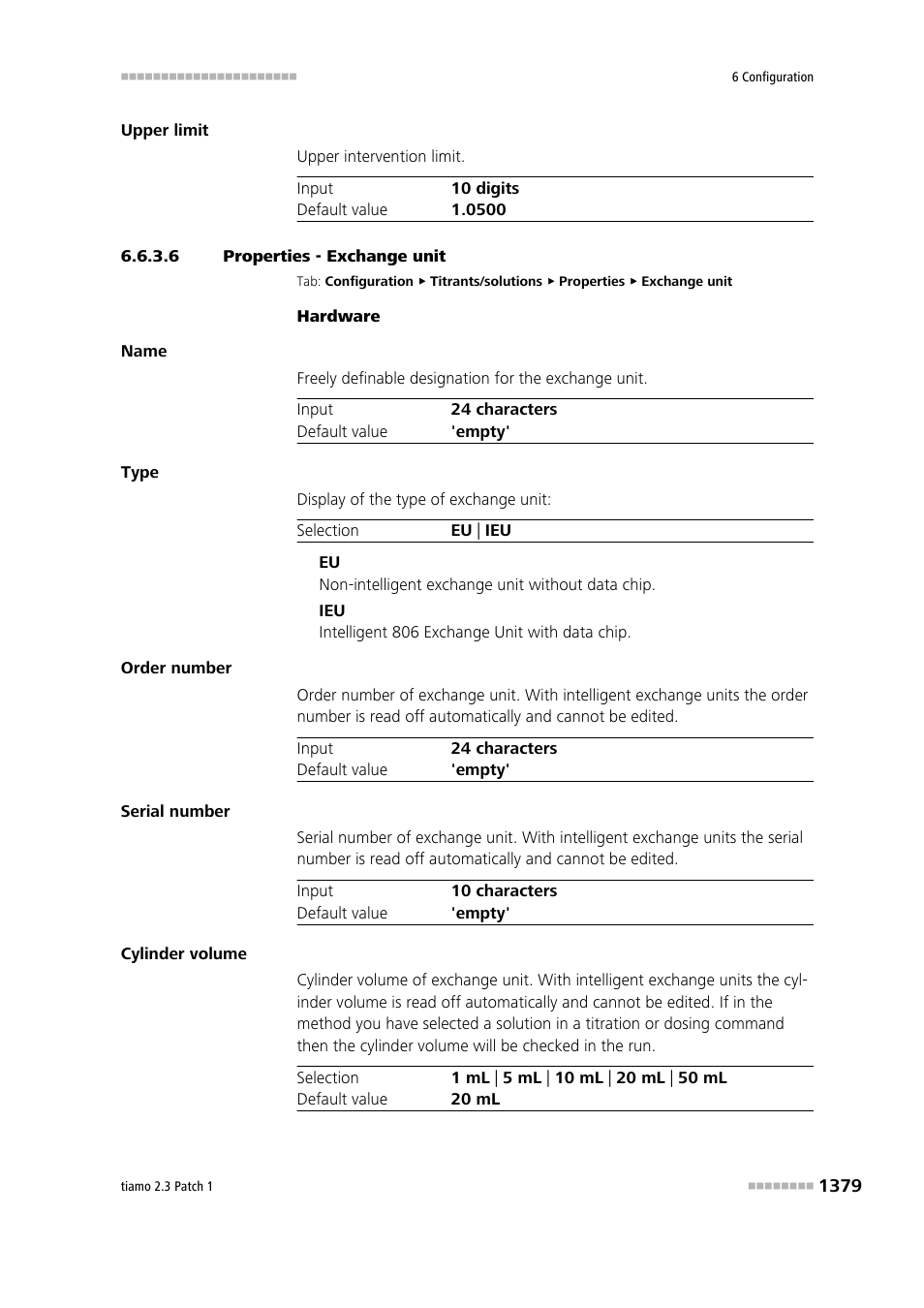 6 properties - exchange unit | Metrohm tiamo 2.3 Patch 1 User Manual | Page 1395 / 1702