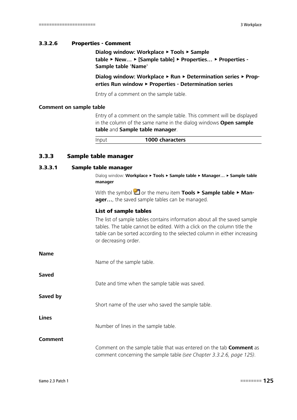 6 properties - comment, 3 sample table manager, 1 sample table manager | Sample table manager, Manage sample tables, Properties - comment | Metrohm tiamo 2.3 Patch 1 User Manual | Page 141 / 1702