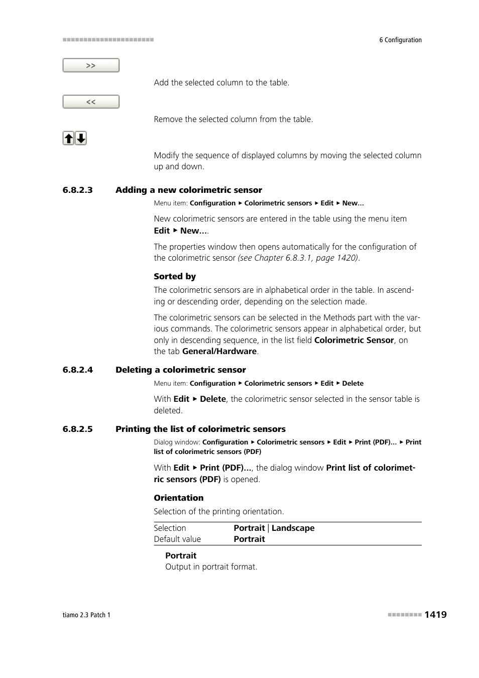 3 adding a new colorimetric sensor, 4 deleting a colorimetric sensor, 5 printing the list of colorimetric sensors | Metrohm tiamo 2.3 Patch 1 User Manual | Page 1435 / 1702
