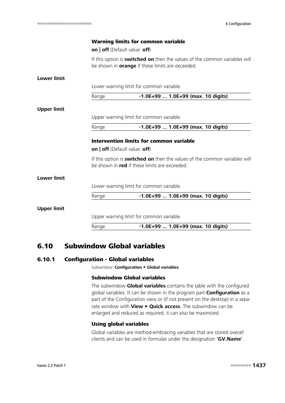 10 subwindow global variables, 1 configuration - global variables, 10 subwindow global variables 7 6.10.1 | Configuration - global variables 7 | Metrohm tiamo 2.3 Patch 1 User Manual | Page 1453 / 1702