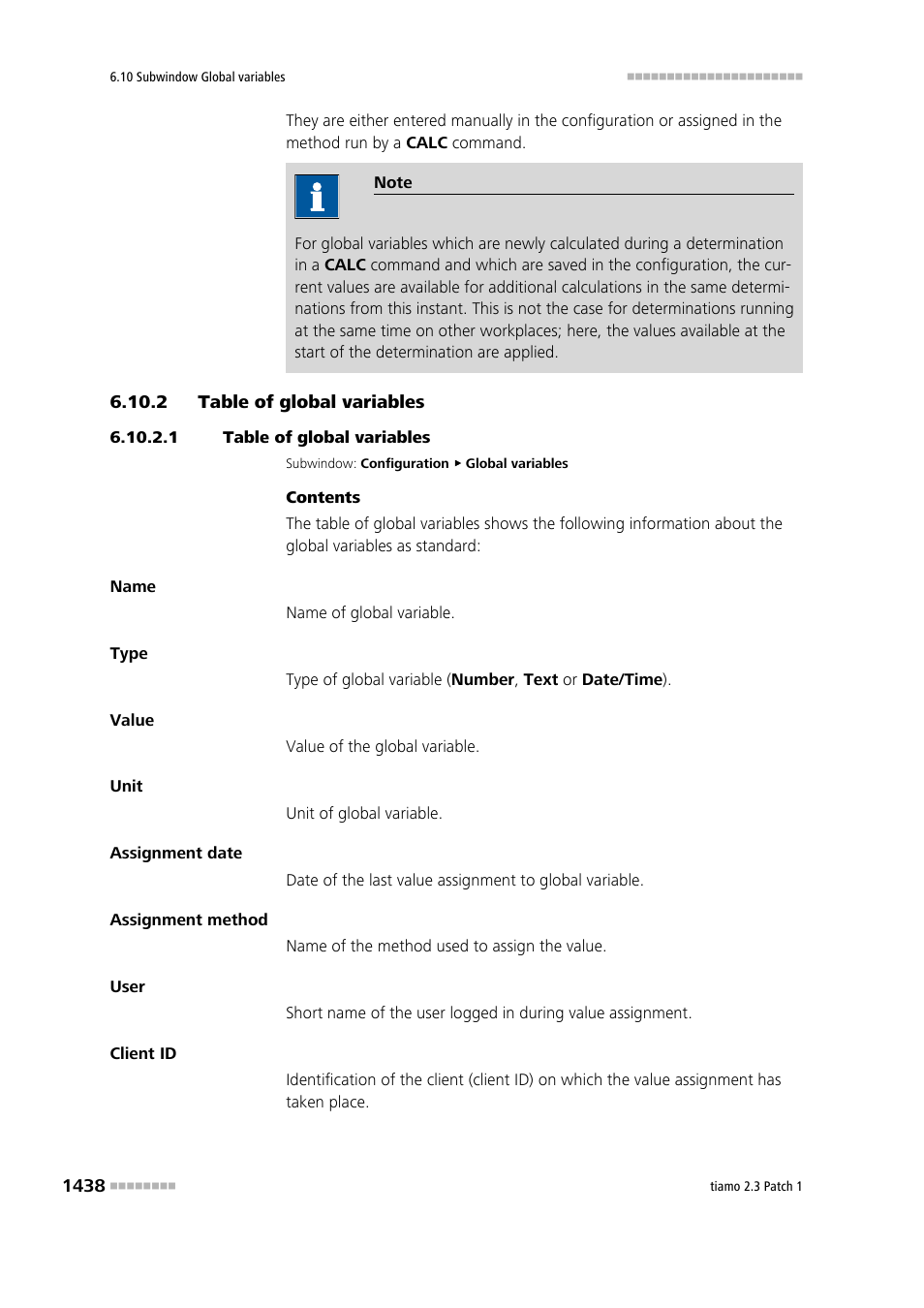 2 table of global variables, 1 table of global variables, Table of global variables 8 | Metrohm tiamo 2.3 Patch 1 User Manual | Page 1454 / 1702