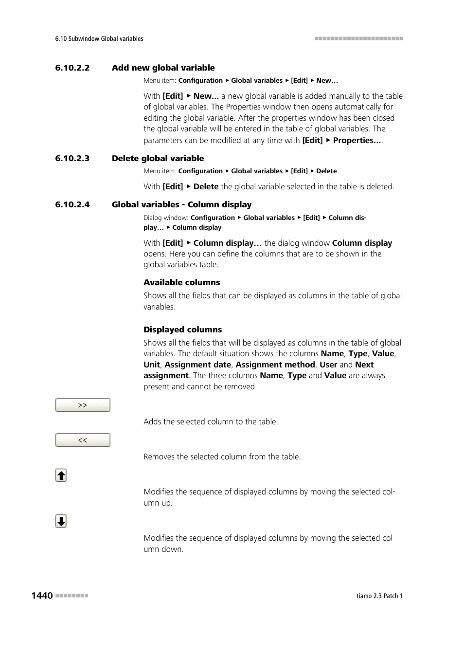 2 add new global variable, 3 delete global variable, 4 global variables - column display | Metrohm tiamo 2.3 Patch 1 User Manual | Page 1456 / 1702