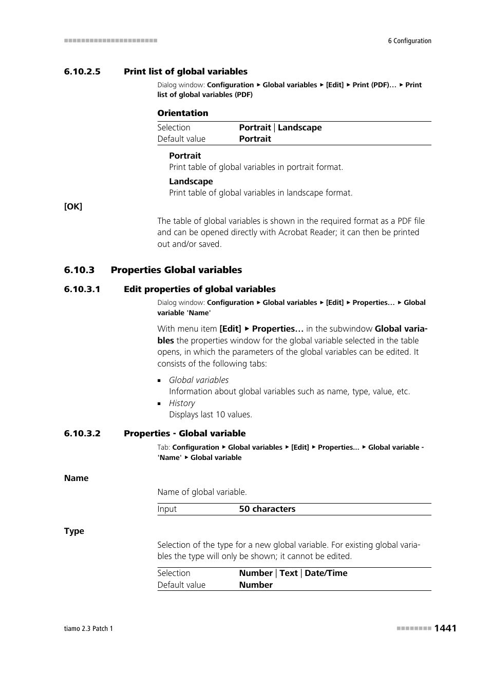 5 print list of global variables, 3 properties global variables, 1 edit properties of global variables | 2 properties - global variable, Properties global variables 1 | Metrohm tiamo 2.3 Patch 1 User Manual | Page 1457 / 1702