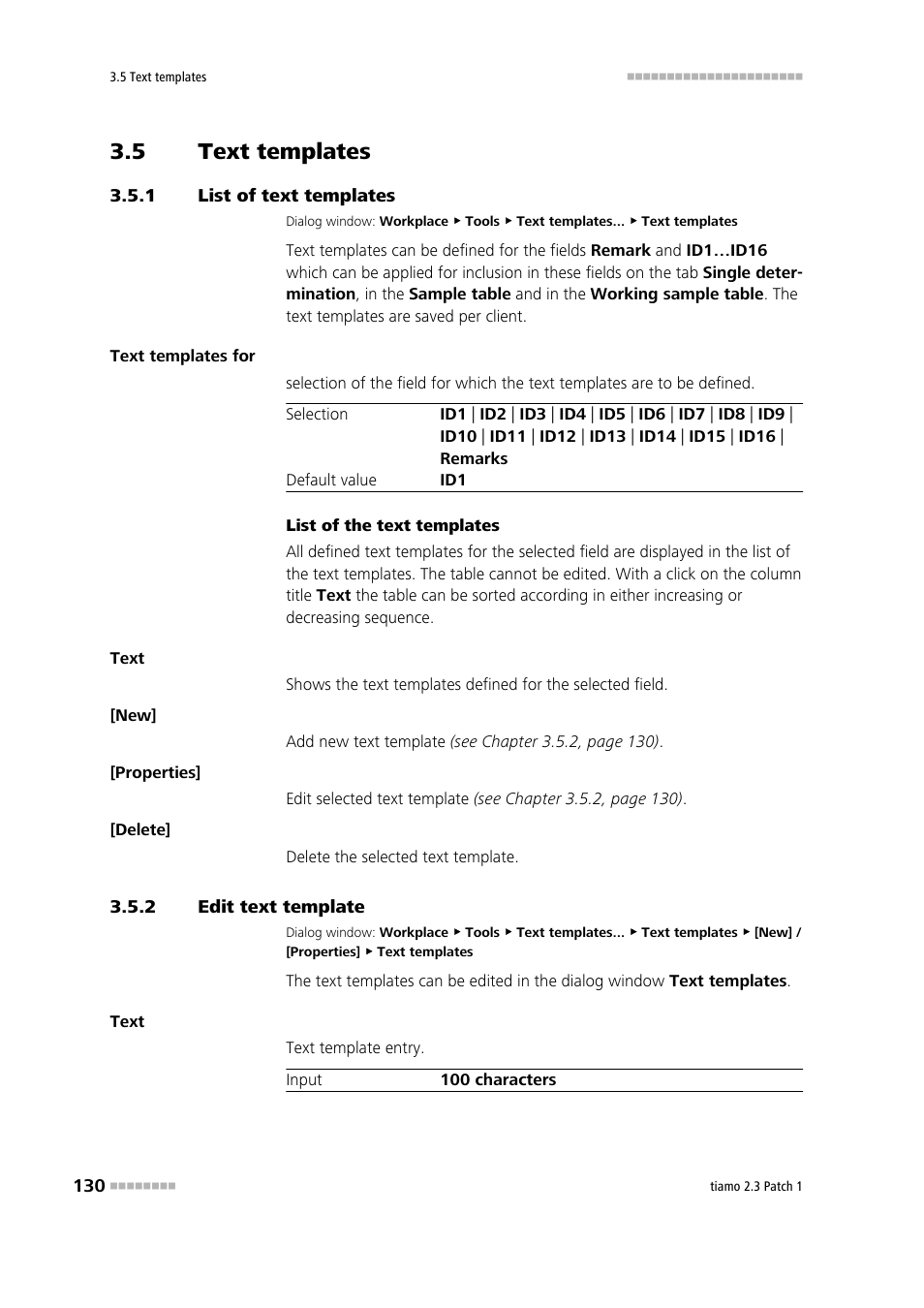 5 text templates, 1 list of text templates, 2 edit text template | Text templates, List of text templates, Edit text template, Define text templates | Metrohm tiamo 2.3 Patch 1 User Manual | Page 146 / 1702