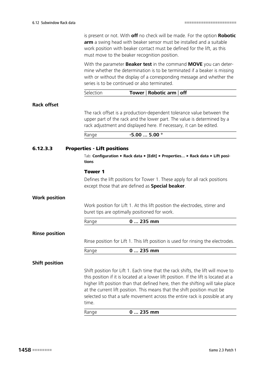 3 properties - lift positions, Lift positions | Metrohm tiamo 2.3 Patch 1 User Manual | Page 1474 / 1702