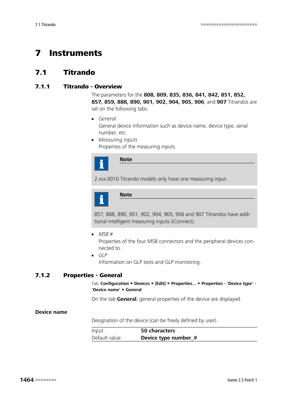 7 instruments, 1 titrando, 1 titrando - overview | 2 properties - general, Titrando 4, Titrando - overview 4, Properties - general 4, Titrando | Metrohm tiamo 2.3 Patch 1 User Manual | Page 1480 / 1702