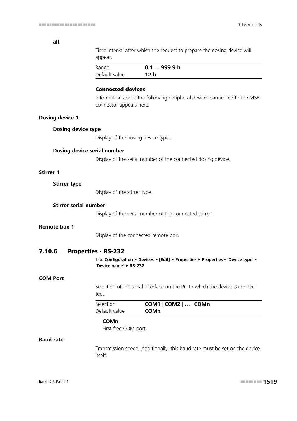 6 properties - rs-232, Properties - rs-232 9 | Metrohm tiamo 2.3 Patch 1 User Manual | Page 1535 / 1702