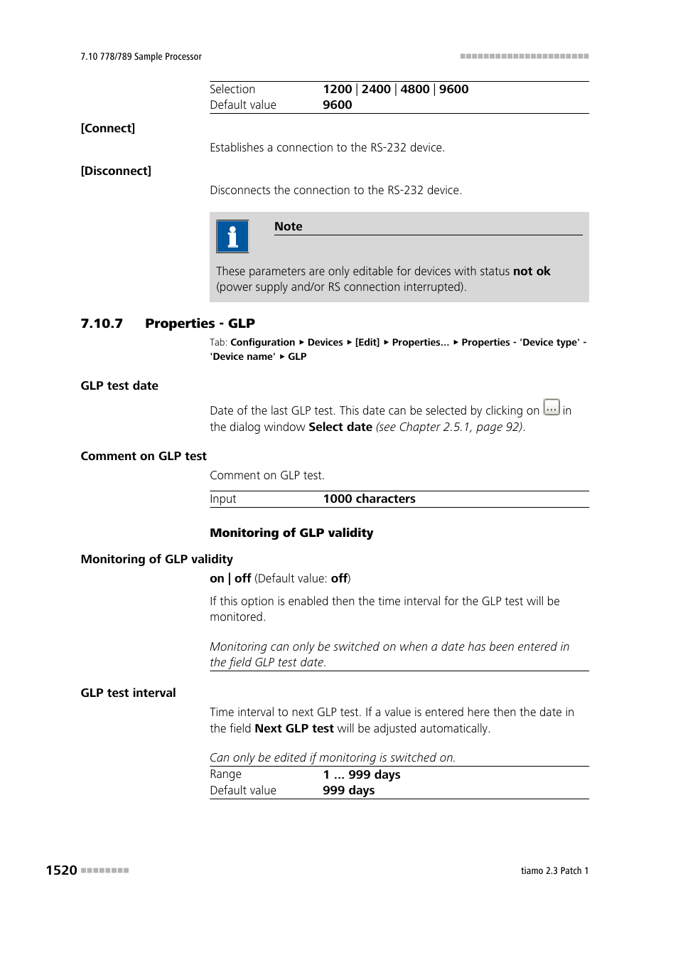 7 properties - glp, Properties - glp 0 | Metrohm tiamo 2.3 Patch 1 User Manual | Page 1536 / 1702