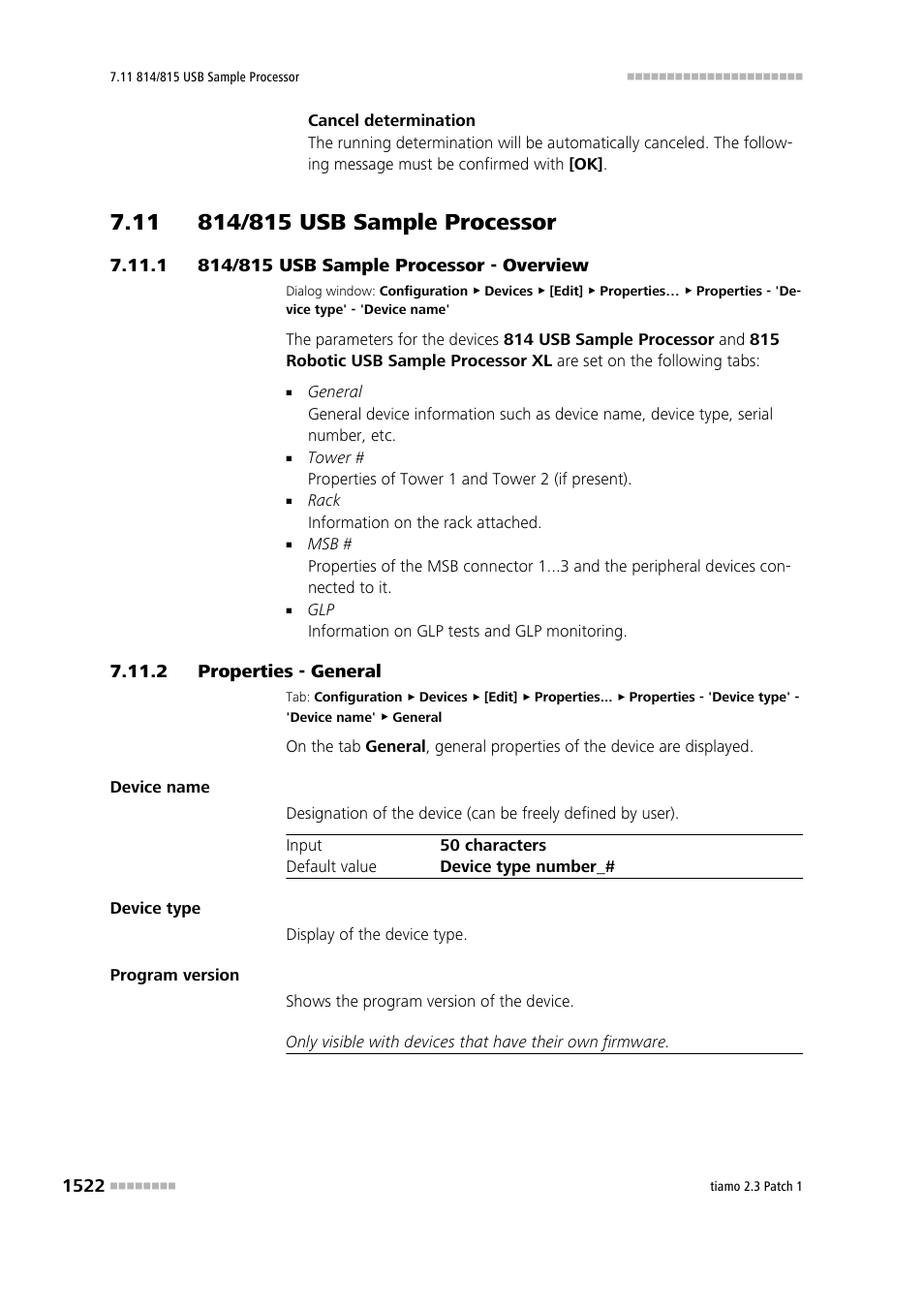 11 814/815 usb sample processor, 1 814/815 usb sample processor - overview, 2 properties - general | 11 814/815 usb sample processor 2 7.11.1, 814/815 usb sample processor - overview 2, Properties - general 2, 814/815 sample processor | Metrohm tiamo 2.3 Patch 1 User Manual | Page 1538 / 1702