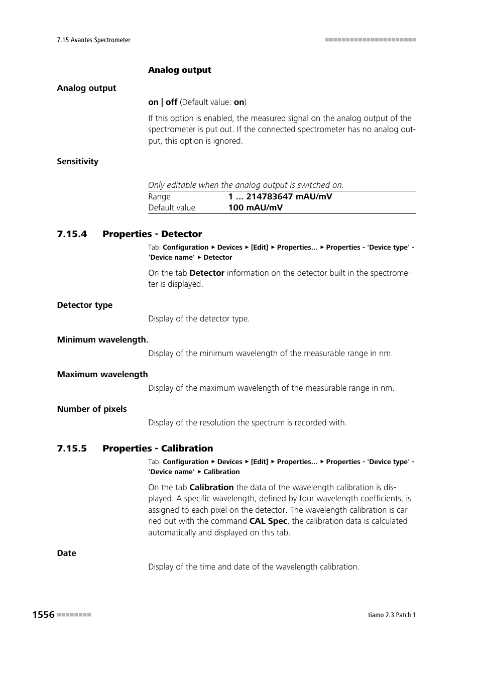 4 properties - detector, 5 properties - calibration, Properties - detector 6 | Properties - calibration 6, Detector, Calibration | Metrohm tiamo 2.3 Patch 1 User Manual | Page 1572 / 1702