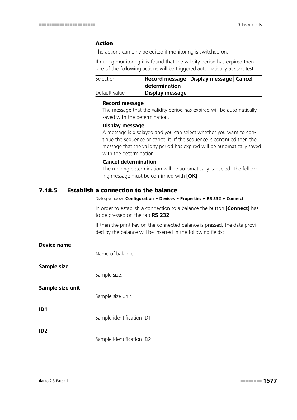 5 establish a connection to the balance, Establish a connection to the balance 7 | Metrohm tiamo 2.3 Patch 1 User Manual | Page 1593 / 1702