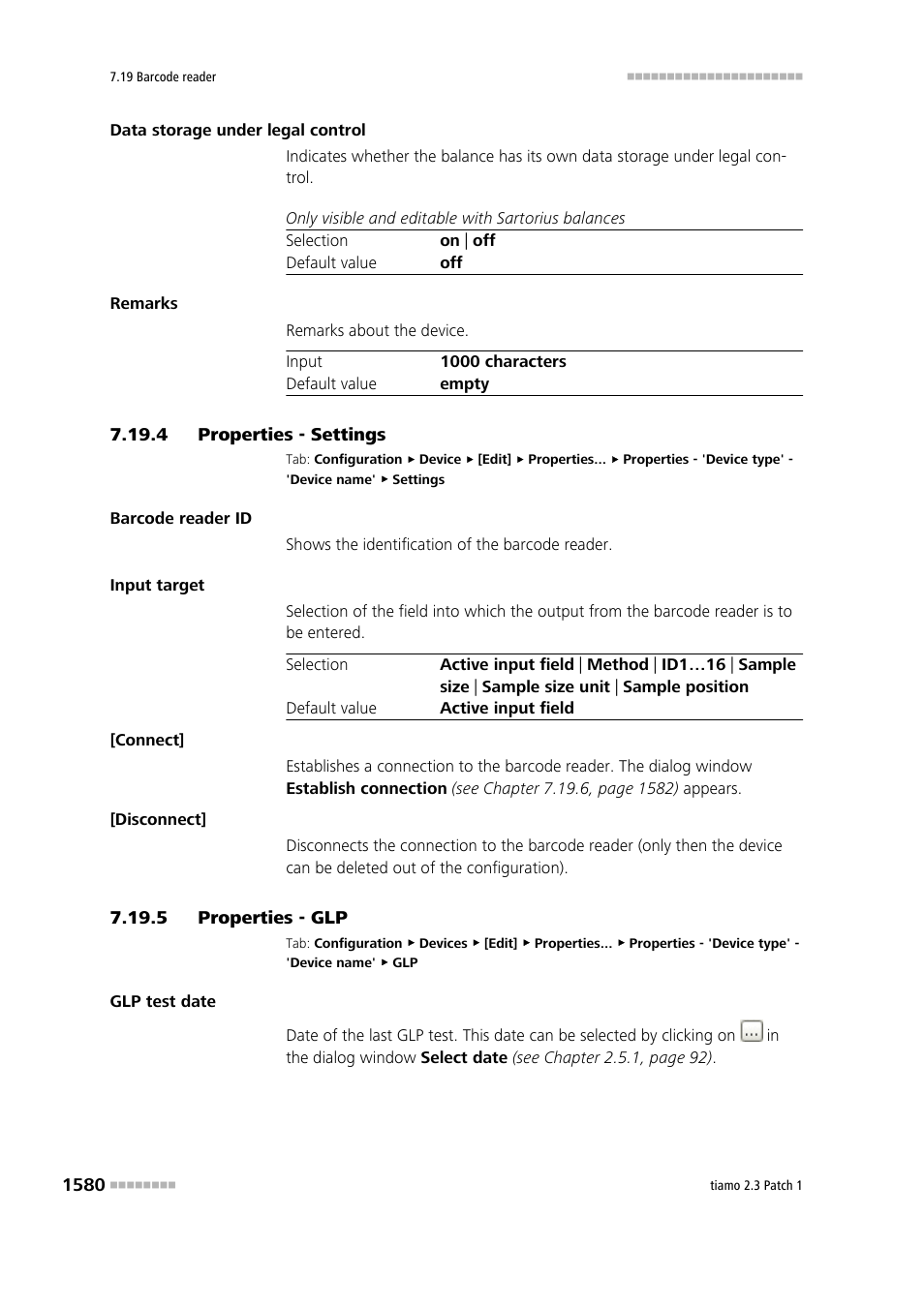 4 properties - settings, 5 properties - glp, Properties - settings 0 | Properties - glp 0, Settings | Metrohm tiamo 2.3 Patch 1 User Manual | Page 1596 / 1702