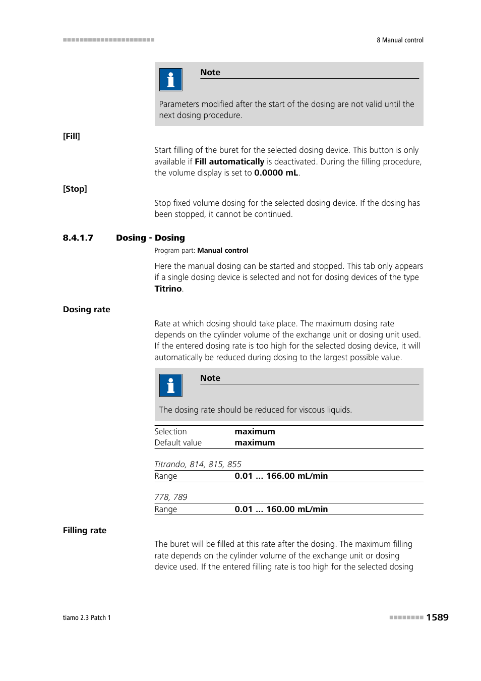 7 dosing - dosing, Dosing | Metrohm tiamo 2.3 Patch 1 User Manual | Page 1605 / 1702