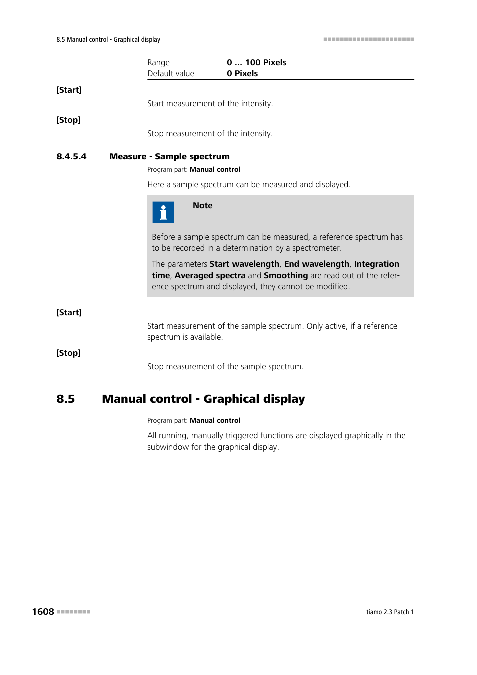 4 measure - sample spectrum, 5 manual control - graphical display, Manual control - graphical display 8 | Metrohm tiamo 2.3 Patch 1 User Manual | Page 1624 / 1702