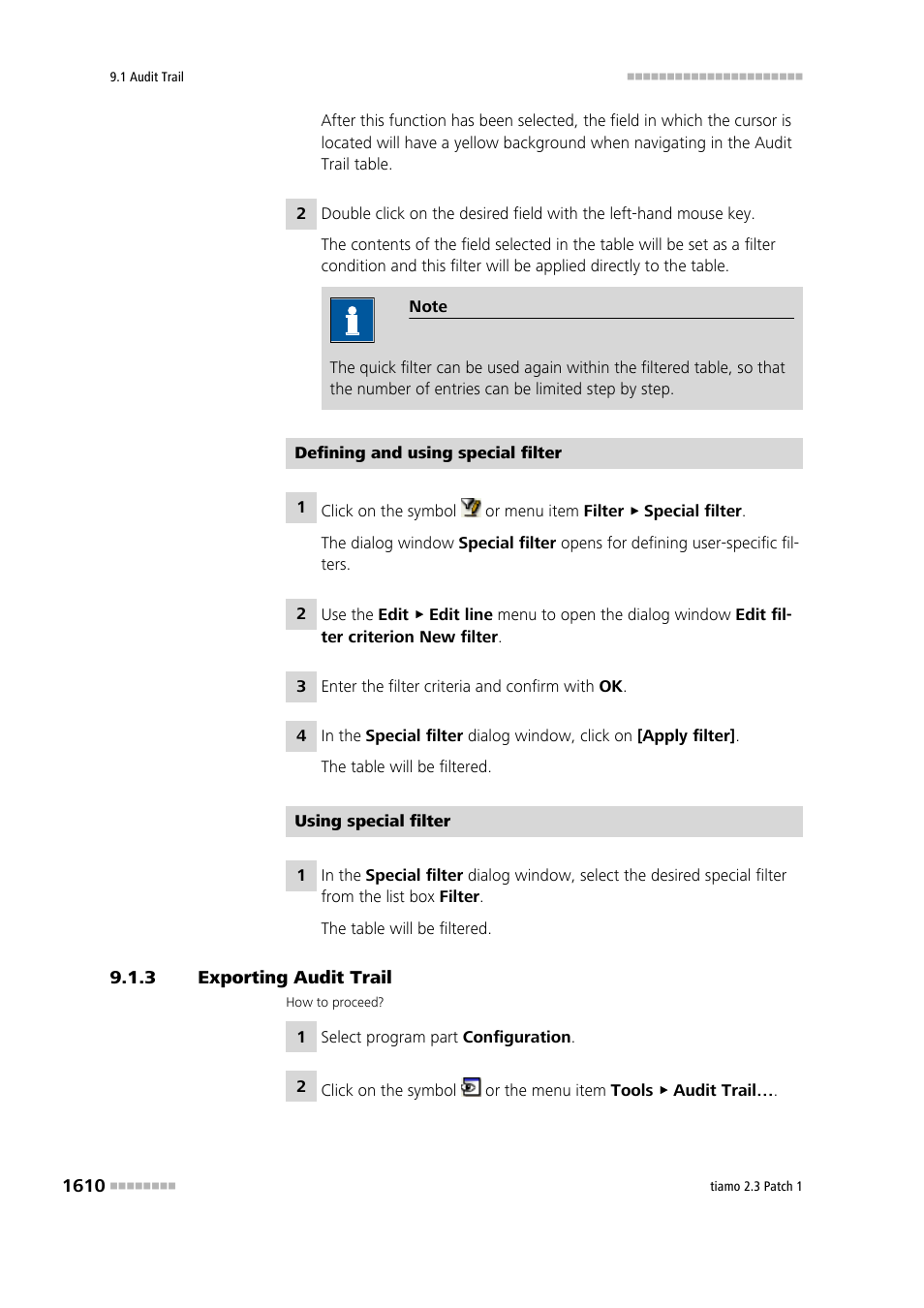 3 exporting audit trail, Exporting audit trail 0 | Metrohm tiamo 2.3 Patch 1 User Manual | Page 1626 / 1702