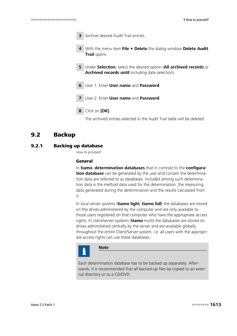 2 backup, 1 backing up database, Backup 3 | Backing up database 3 | Metrohm tiamo 2.3 Patch 1 User Manual | Page 1629 / 1702