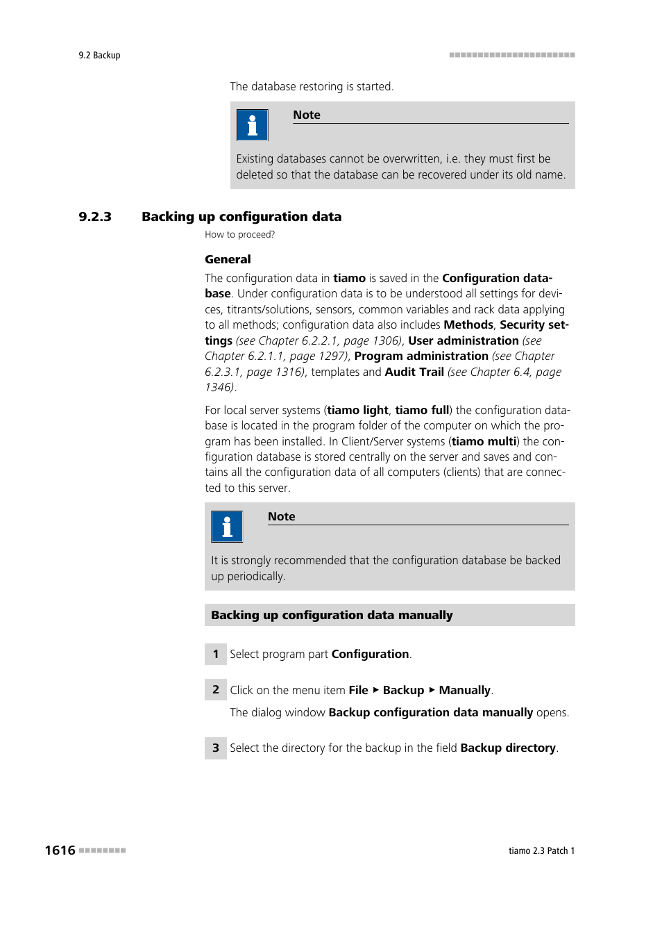 3 backing up configuration data, Backing up configuration data 6 | Metrohm tiamo 2.3 Patch 1 User Manual | Page 1632 / 1702