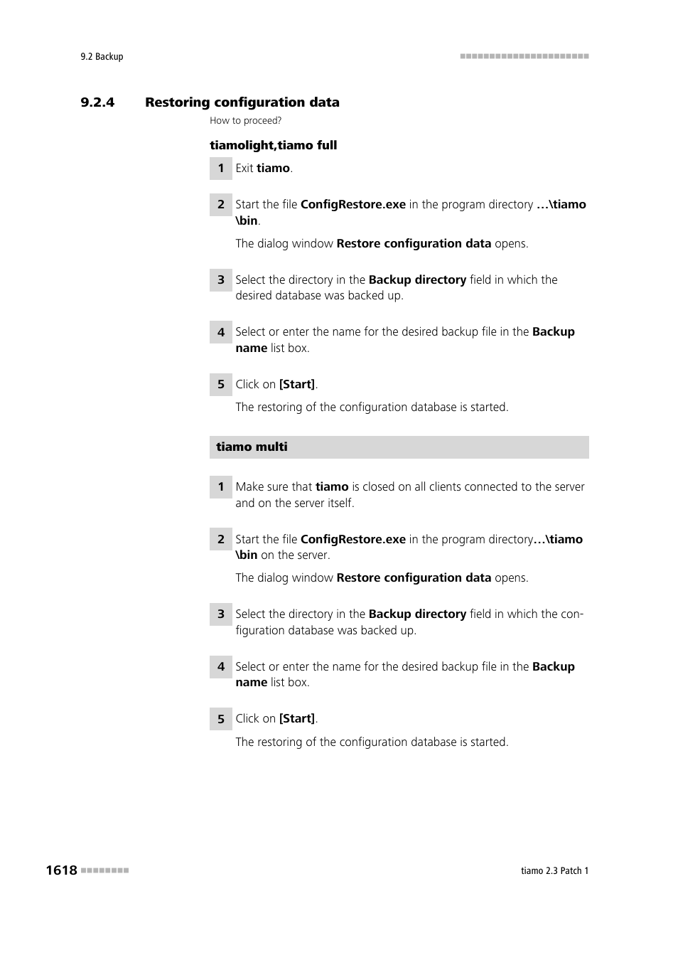 4 restoring configuration data, Restoring configuration data 8 | Metrohm tiamo 2.3 Patch 1 User Manual | Page 1634 / 1702