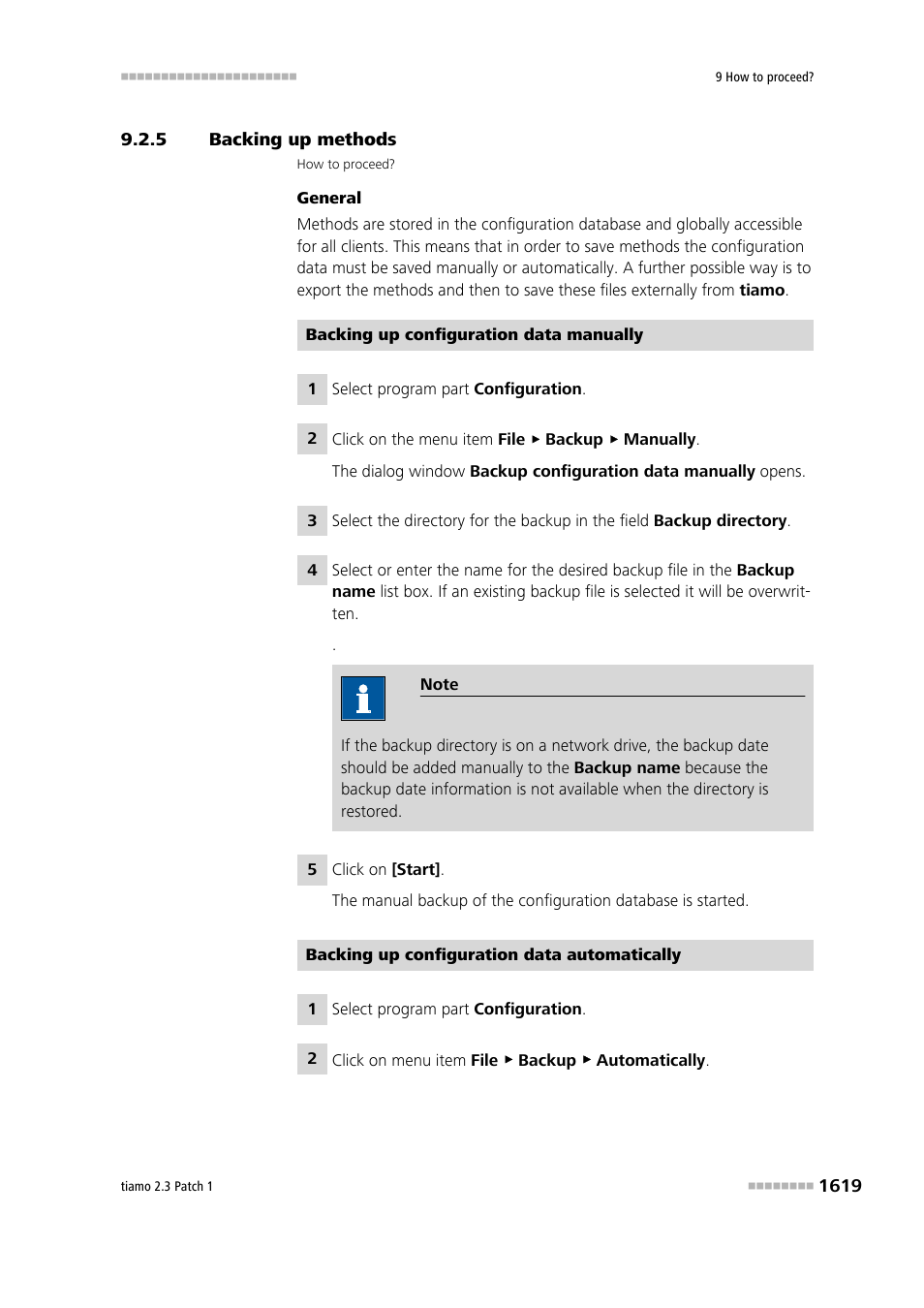 5 backing up methods, Backing up methods 9 | Metrohm tiamo 2.3 Patch 1 User Manual | Page 1635 / 1702