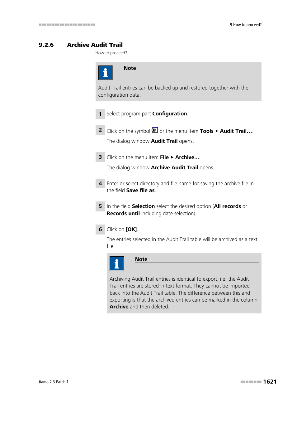 6 archive audit trail, Archive audit trail 1 | Metrohm tiamo 2.3 Patch 1 User Manual | Page 1637 / 1702