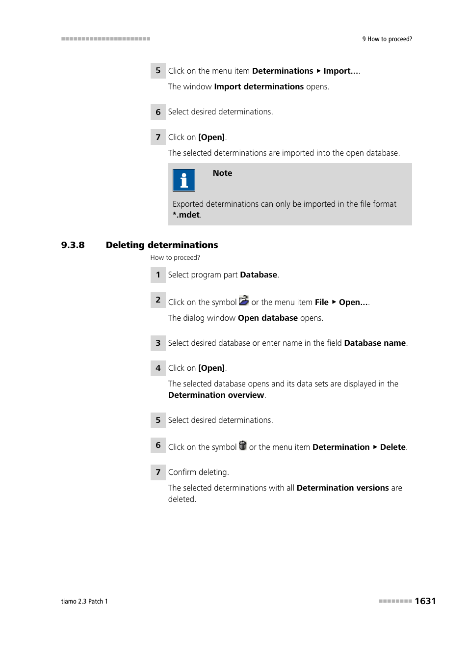 8 deleting determinations, Deleting determinations 1 | Metrohm tiamo 2.3 Patch 1 User Manual | Page 1647 / 1702