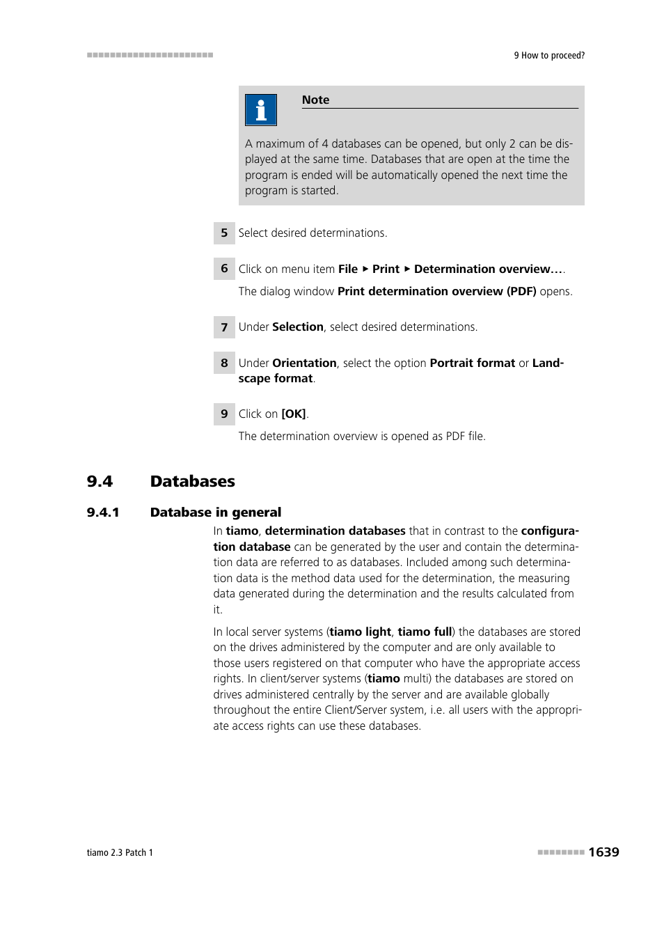 4 databases, 1 database in general, Databases 9 | Database in general 9 | Metrohm tiamo 2.3 Patch 1 User Manual | Page 1655 / 1702