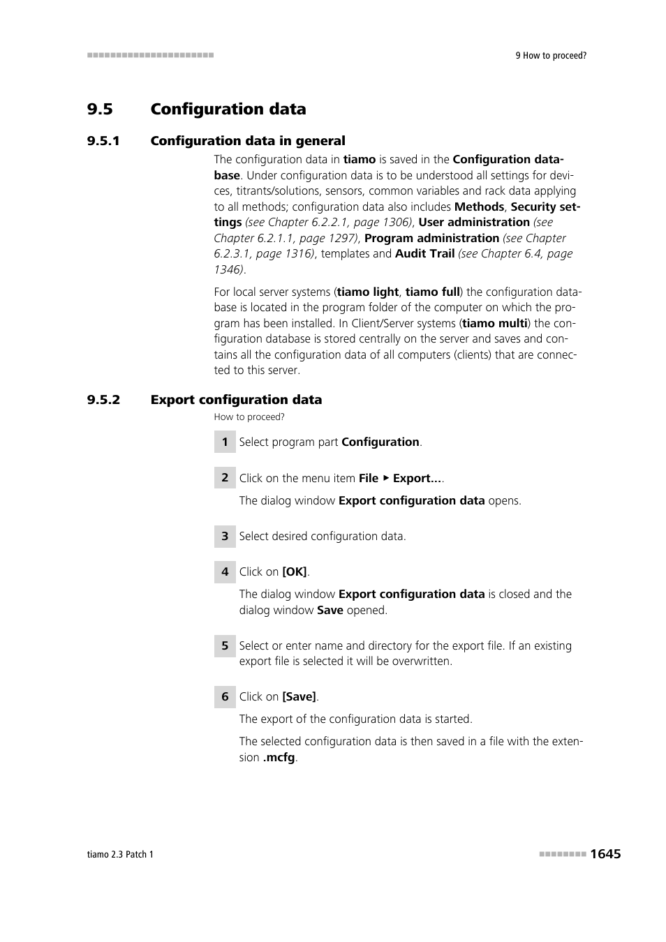 5 configuration data, 1 configuration data in general, 2 export configuration data | Configuration data 5, Configuration data in general 5, Export configuration data 5 | Metrohm tiamo 2.3 Patch 1 User Manual | Page 1661 / 1702