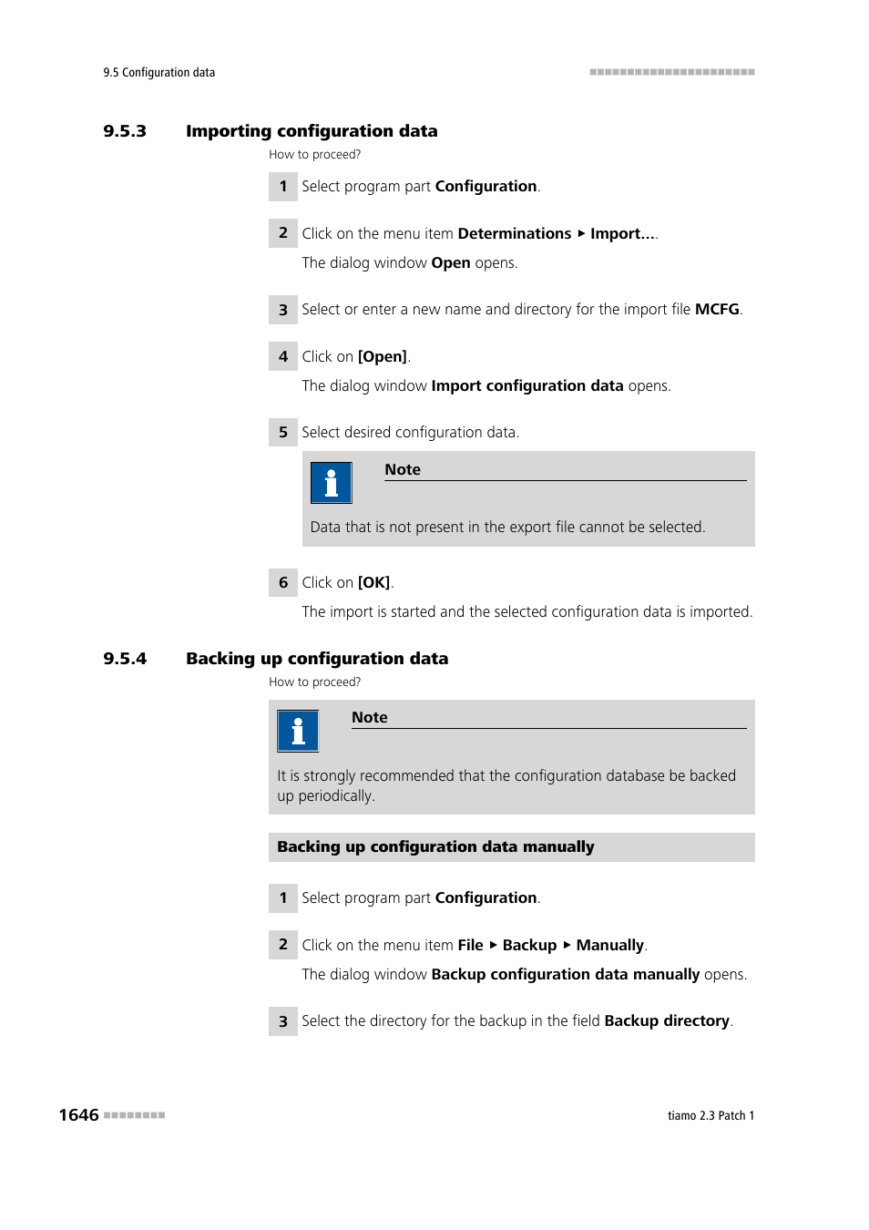 3 importing configuration data, 4 backing up configuration data, Importing configuration data 6 | Backing up configuration data 6 | Metrohm tiamo 2.3 Patch 1 User Manual | Page 1662 / 1702