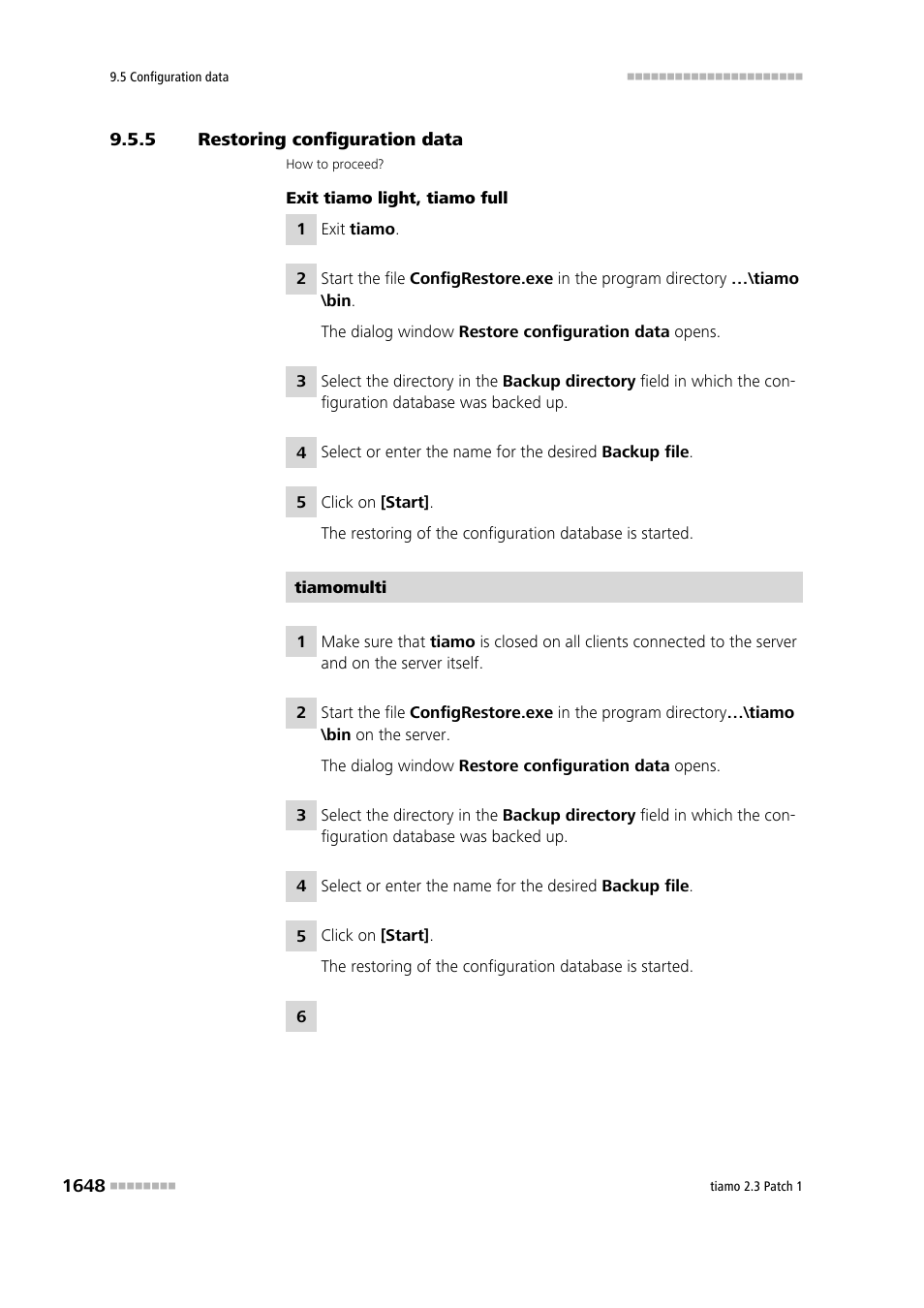 5 restoring configuration data, Restoring configuration data 8 | Metrohm tiamo 2.3 Patch 1 User Manual | Page 1664 / 1702