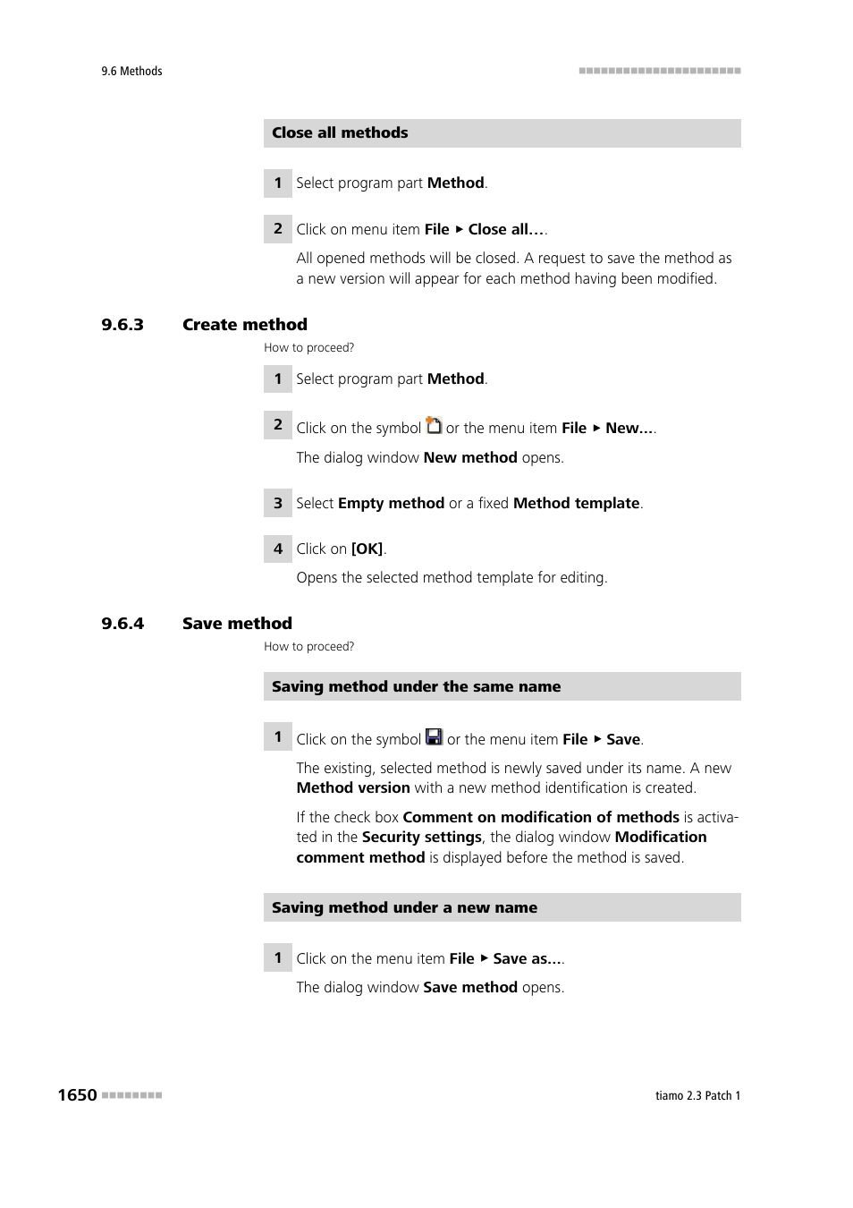 3 create method, 4 save method, Create method 0 | Save method 0 | Metrohm tiamo 2.3 Patch 1 User Manual | Page 1666 / 1702