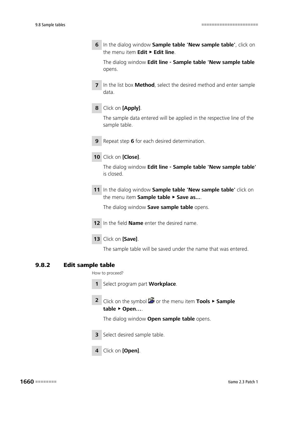 2 edit sample table, Edit sample table 0 | Metrohm tiamo 2.3 Patch 1 User Manual | Page 1676 / 1702