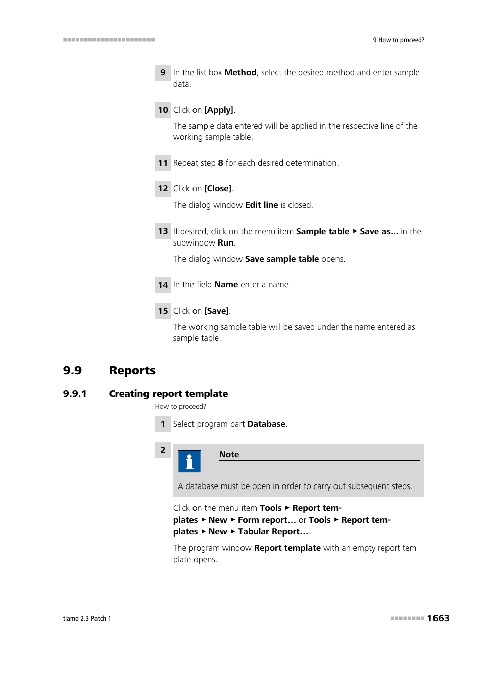 9 reports, 1 creating report template, Reports 3 | Creating report template 3 | Metrohm tiamo 2.3 Patch 1 User Manual | Page 1679 / 1702