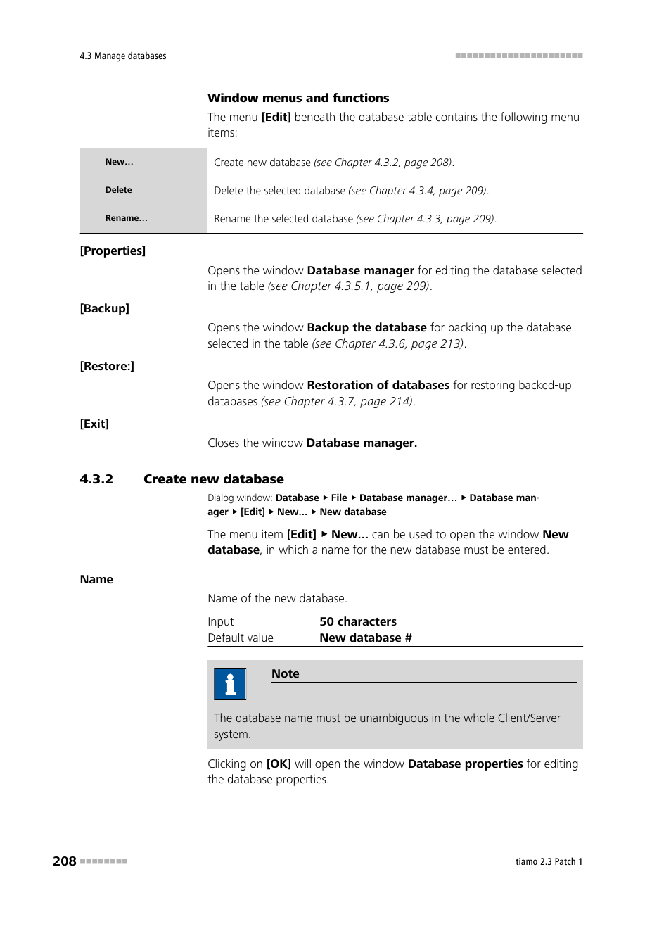 2 create new database, Create new database, Create a new database | Metrohm tiamo 2.3 Patch 1 User Manual | Page 224 / 1702