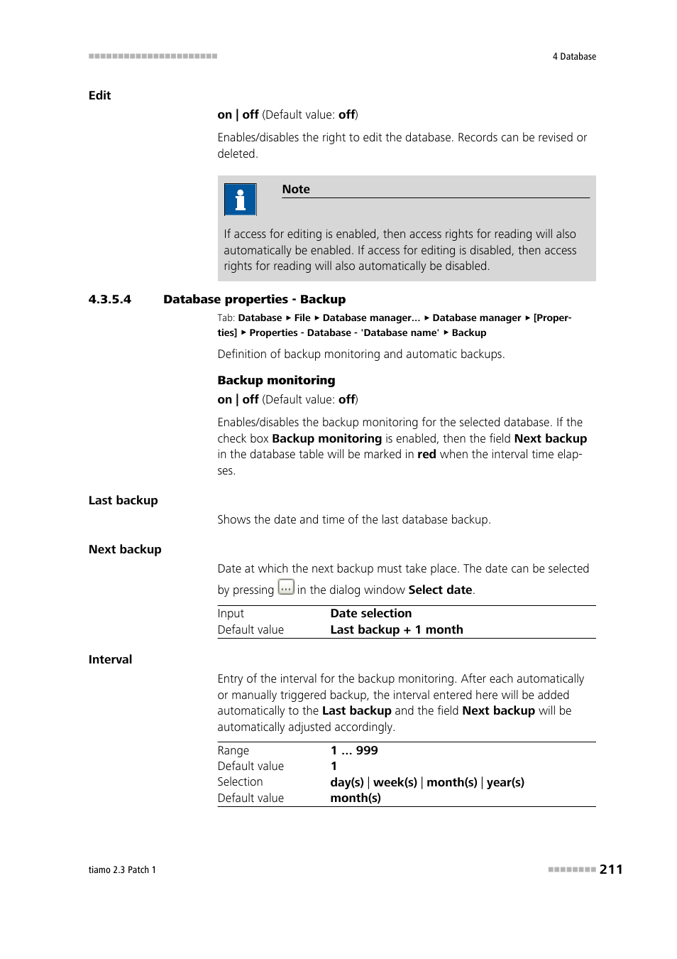 4 database properties - backup | Metrohm tiamo 2.3 Patch 1 User Manual | Page 227 / 1702