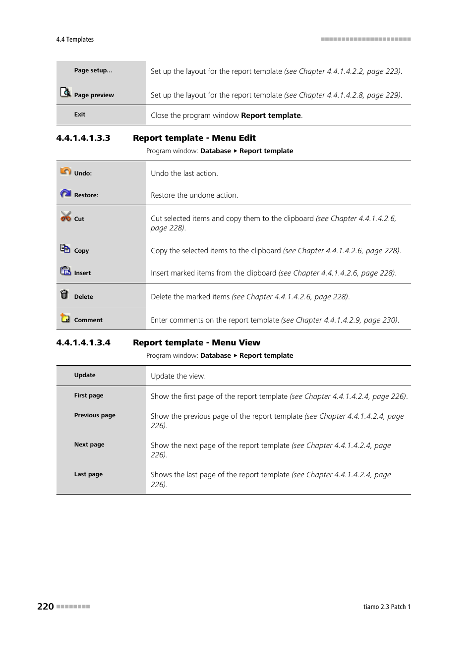 3 report template - menu edit, 4 report template - menu view, Edit | View | Metrohm tiamo 2.3 Patch 1 User Manual | Page 236 / 1702