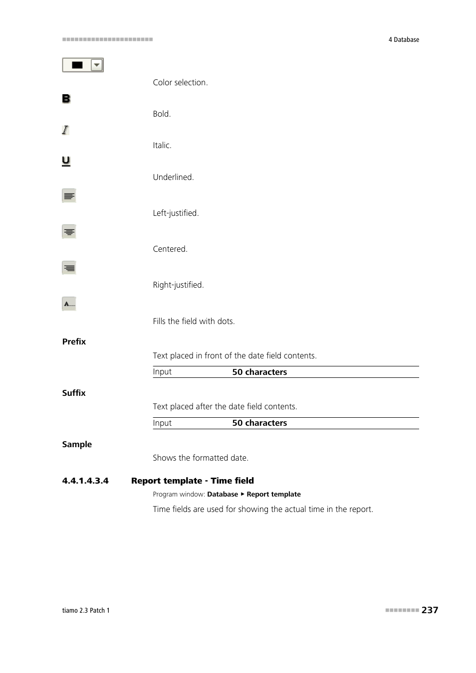 4 report template - time field, Time field | Metrohm tiamo 2.3 Patch 1 User Manual | Page 253 / 1702