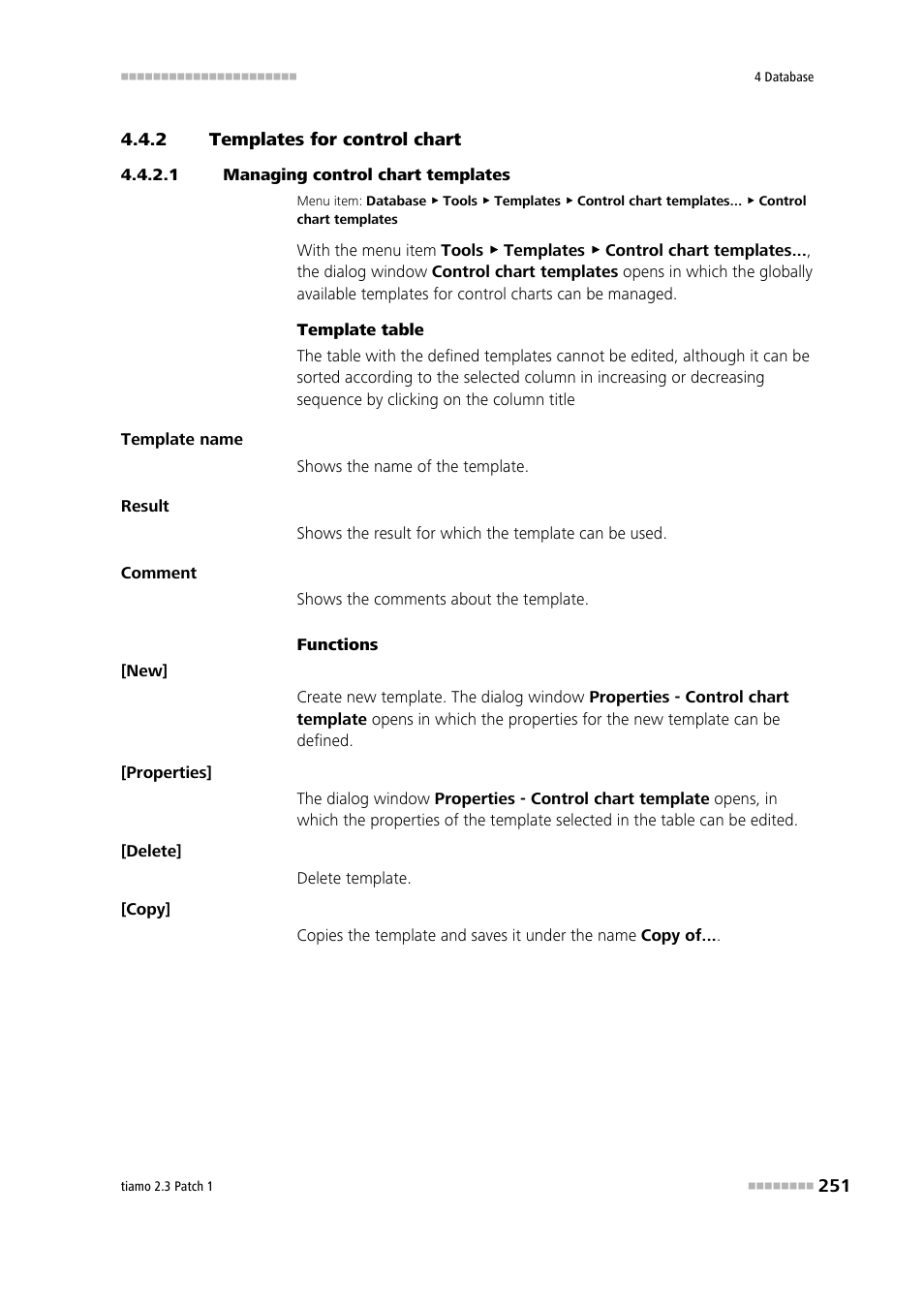 2 templates for control chart, 1 managing control chart templates, Templates for control chart | Edit templates for control charts | Metrohm tiamo 2.3 Patch 1 User Manual | Page 267 / 1702