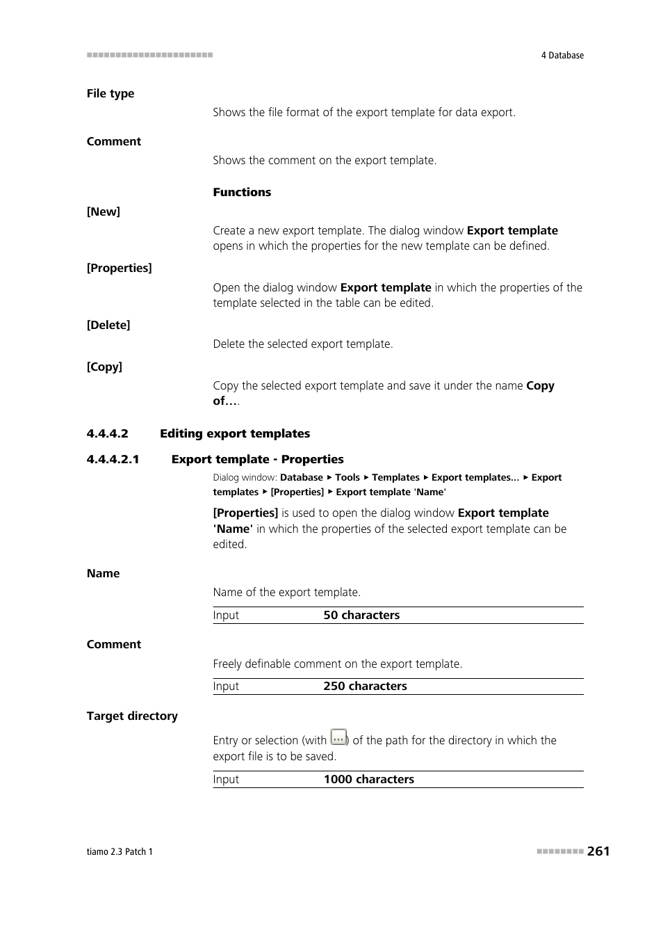 2 editing export templates, 1 export template - properties | Metrohm tiamo 2.3 Patch 1 User Manual | Page 277 / 1702