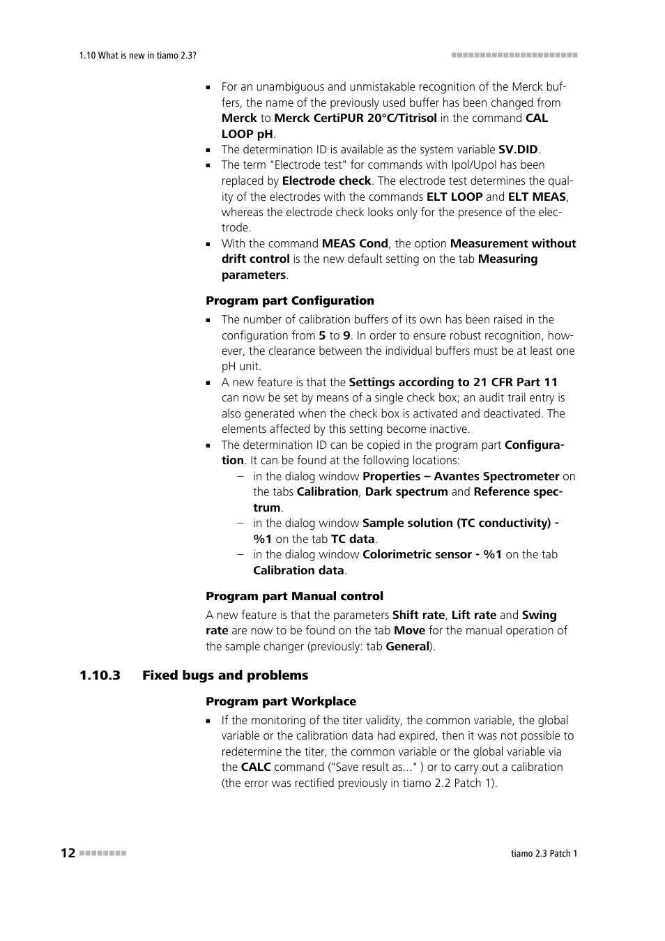 3 fixed bugs and problems, Fixed bugs and problems | Metrohm tiamo 2.3 Patch 1 User Manual | Page 28 / 1702