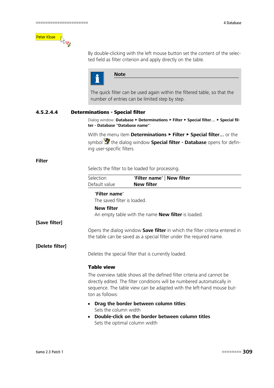 4 determinations - special filter, Special filter | Metrohm tiamo 2.3 Patch 1 User Manual | Page 325 / 1702