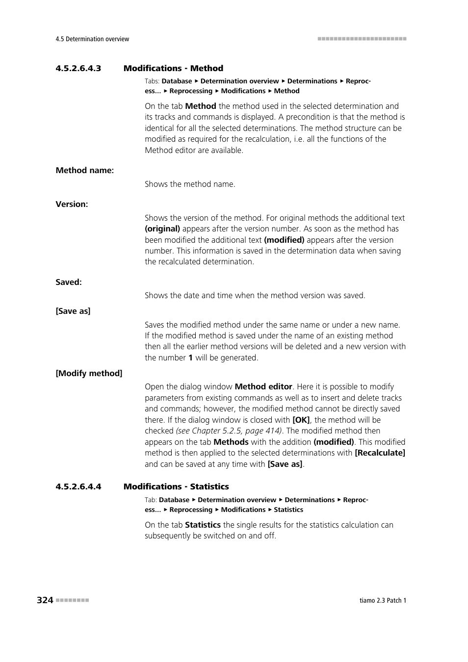 3 modifications - method, 4 modifications - statistics | Metrohm tiamo 2.3 Patch 1 User Manual | Page 340 / 1702