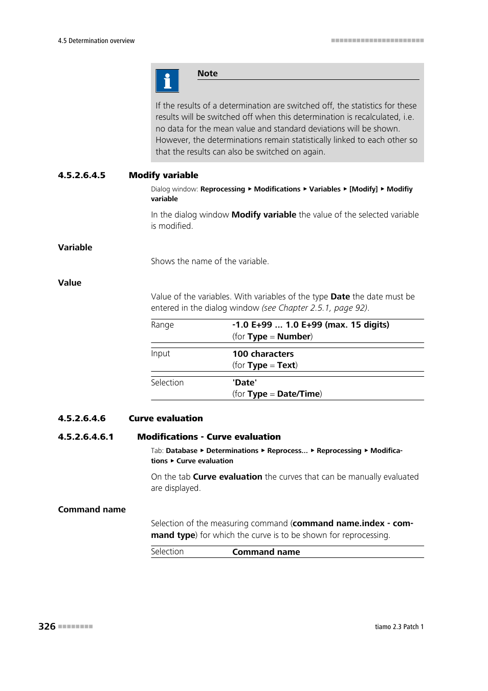 5 modify variable, 6 curve evaluation, 1 modifications - curve evaluation | Metrohm tiamo 2.3 Patch 1 User Manual | Page 342 / 1702